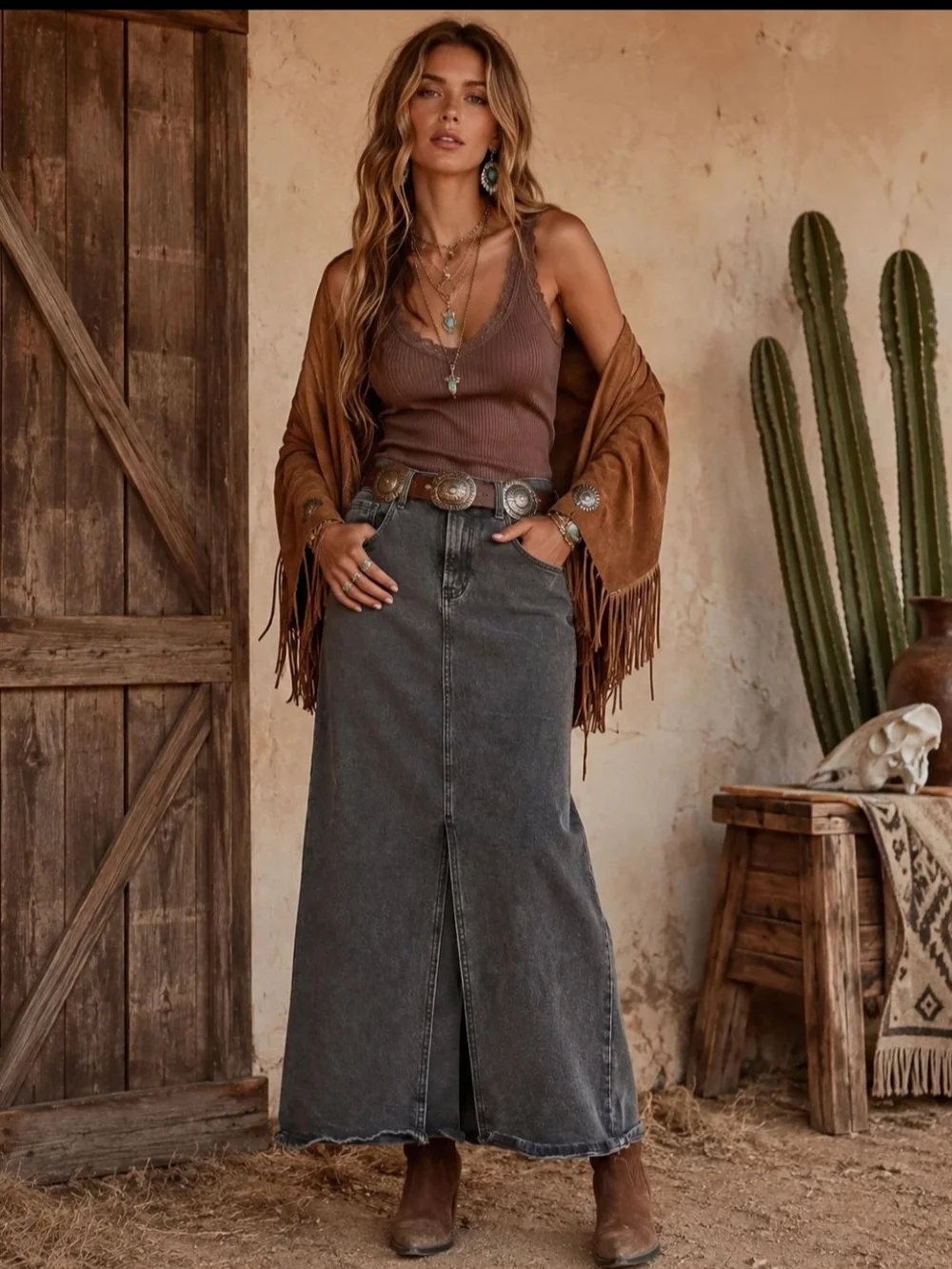 Women's Black Denim Skirt - Classic Straight Fit Midi